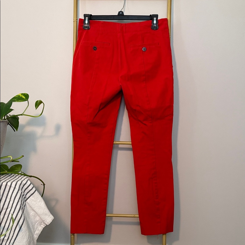 Red Slim-Fit, tailored, Button-Accent Pants - Picture 6 of 6